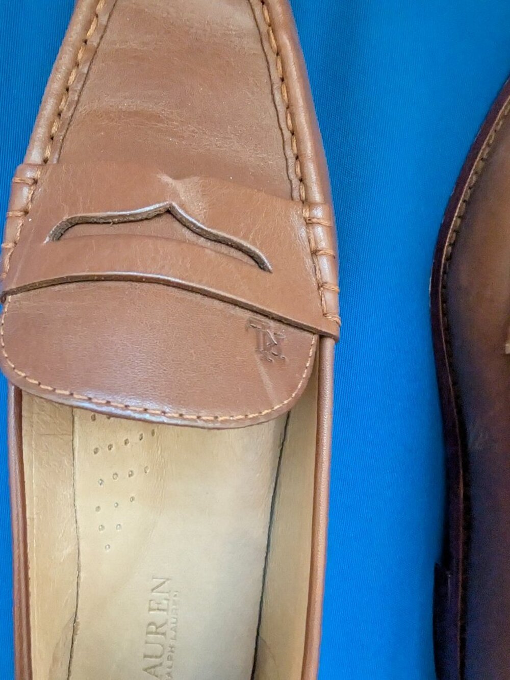 Ralph Lauren Cognac Leather Penny Loafers | Women's Size 11 | Classic Preppy